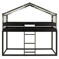 thumbnail image 3 of Bed Frame Twin Over Twin Wood Bunk Bed with Tent, Espresso, 3 of 8