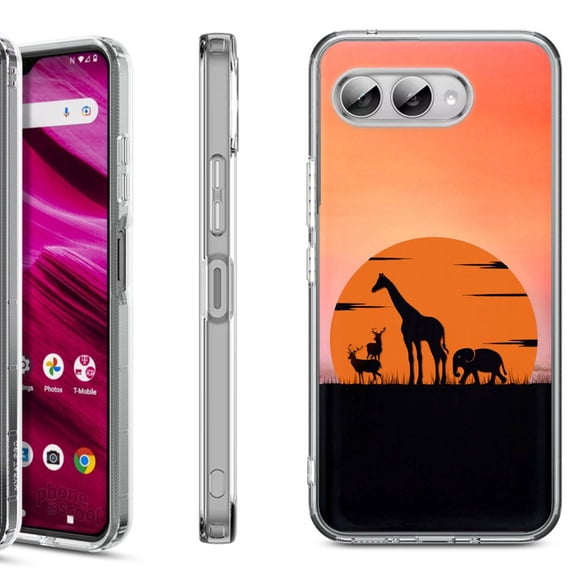 Shockproof Phone Case for T-Mobile Revvl 8, by OneToughShield - Sunset Safari