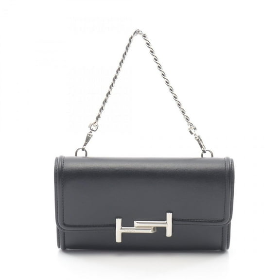 Pre-Owned Tod's Double T Handbag, Leather, Women's, Black, XAWDSSO6200XMAB999 (Good)