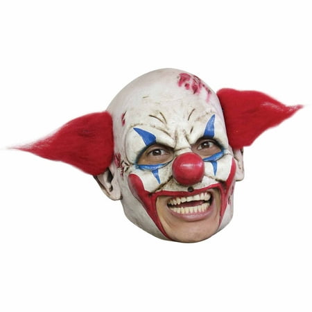 Clown Deluxe Chinless Mask with Red Hair Adult Halloween Accessory