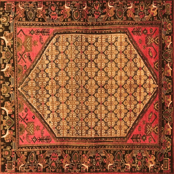 Ahgly Company Indoor Square Persian Orange Traditional Area Rugs, 5' Square