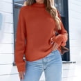 thumbnail image 4 of VISALY Turtleneck Sweatshirt Crochet Sweaters Women's Fall Turtleneck Sweaters Trendy Loose Long Sleeve Knit Pullover Jumper Tops Women's Sweatshirts Womens Oversized Sweatshirt Soft Sweaters Red Xl, 4 of 7