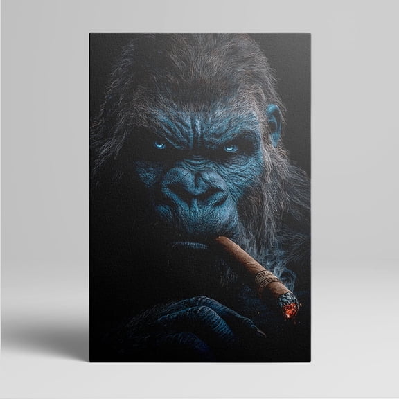 1pc Stylish Gorilla with Cigar Canvas Wall Art - Framed Decor room hanging Wall Picture Decor for Home Gifts, living room, bathroom, bedroom, kitchen wall art decor canvas wall art