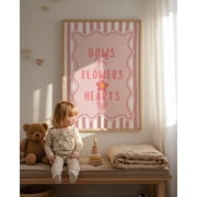 Bows Flowers Hearts Print-Girl Gifts Toddler Bedroom Playroom Decor Nursery Wall Art Girls Room Pink Prints Cute Prints Toddler Gifts
