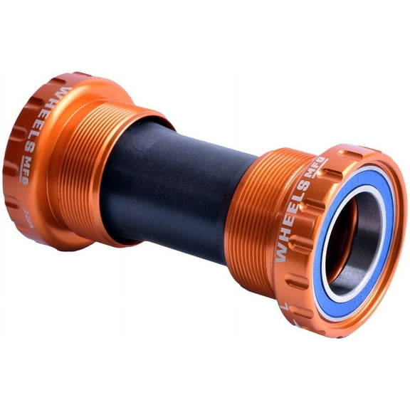 Wheels Manufacturing BSA Bottom Bracket - Shimano Hollowtech II Spindle, ABEC 3, Orange