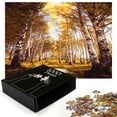 thumbnail image 2 of Ambesonne Forest Jigsaw Puzzle Durable Cardboard, Autumn Birch Trees River, 1000 pcs, Yellow Brown White, 2 of 5