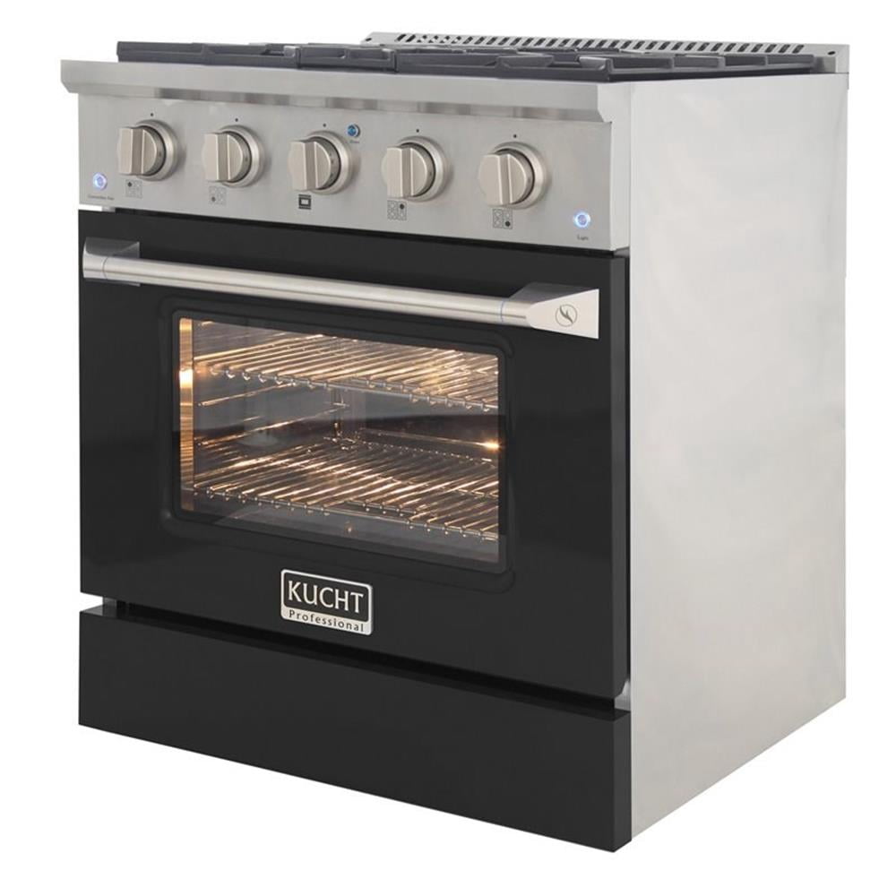 Pemberly Row 30" Stainless Steel Natural Gas Range in Black and Silver