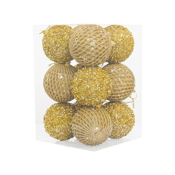 hulanddfd Velvet Christmas Ball Ornaments 1pc Yellow Shatterproof Xmas Balls Glitter Xmas Hanging Decoration for Tree Railing and Wedding Home Decor 8cm/3.15"