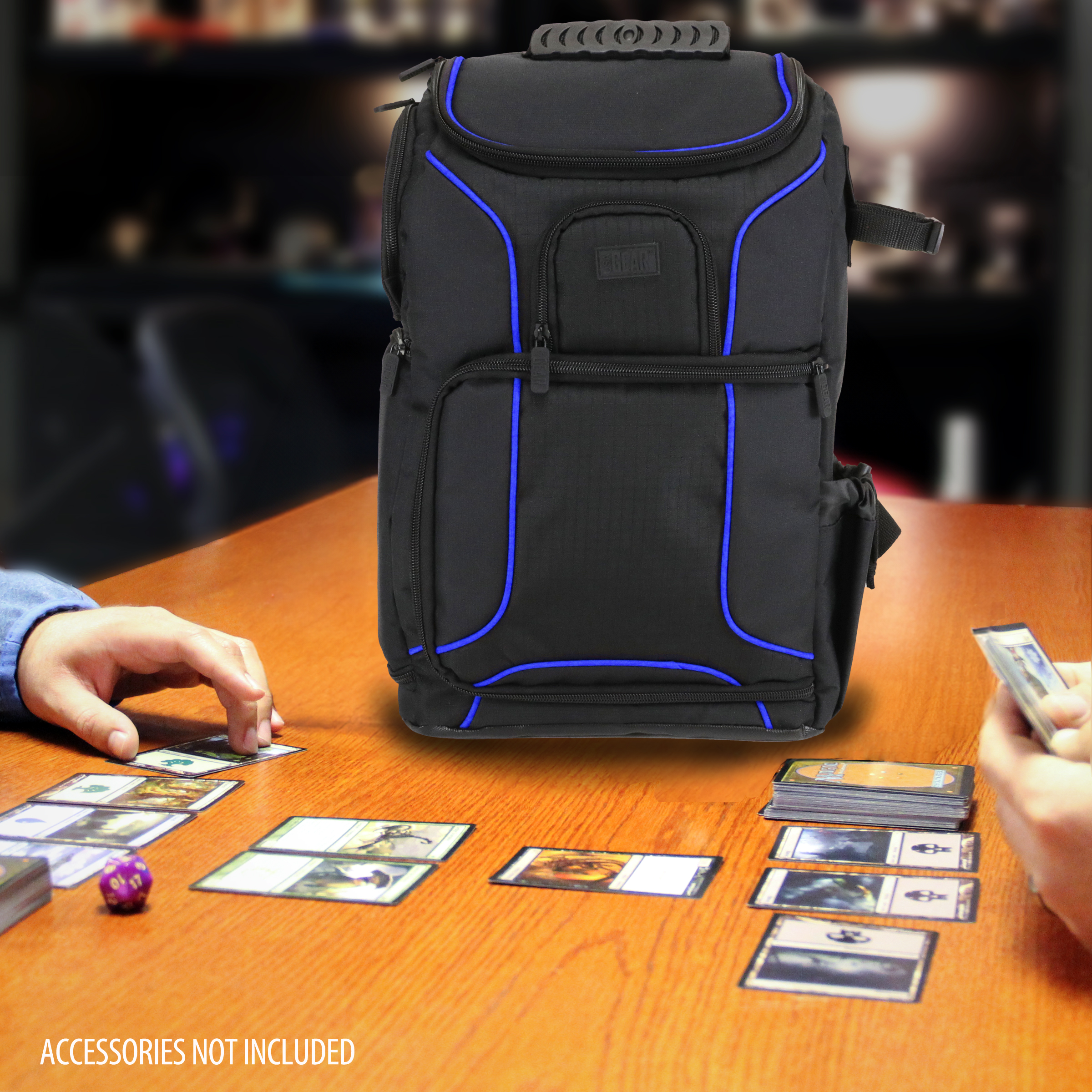 USA Gear MTG Backpack Compatible with Magic the Gathering, Playmat, Customizable Interior (Orange)