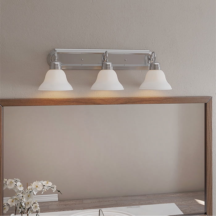 Design House Millbridge Transitional 3-Light Satin Nickel Vanity Light with Frosted Glass