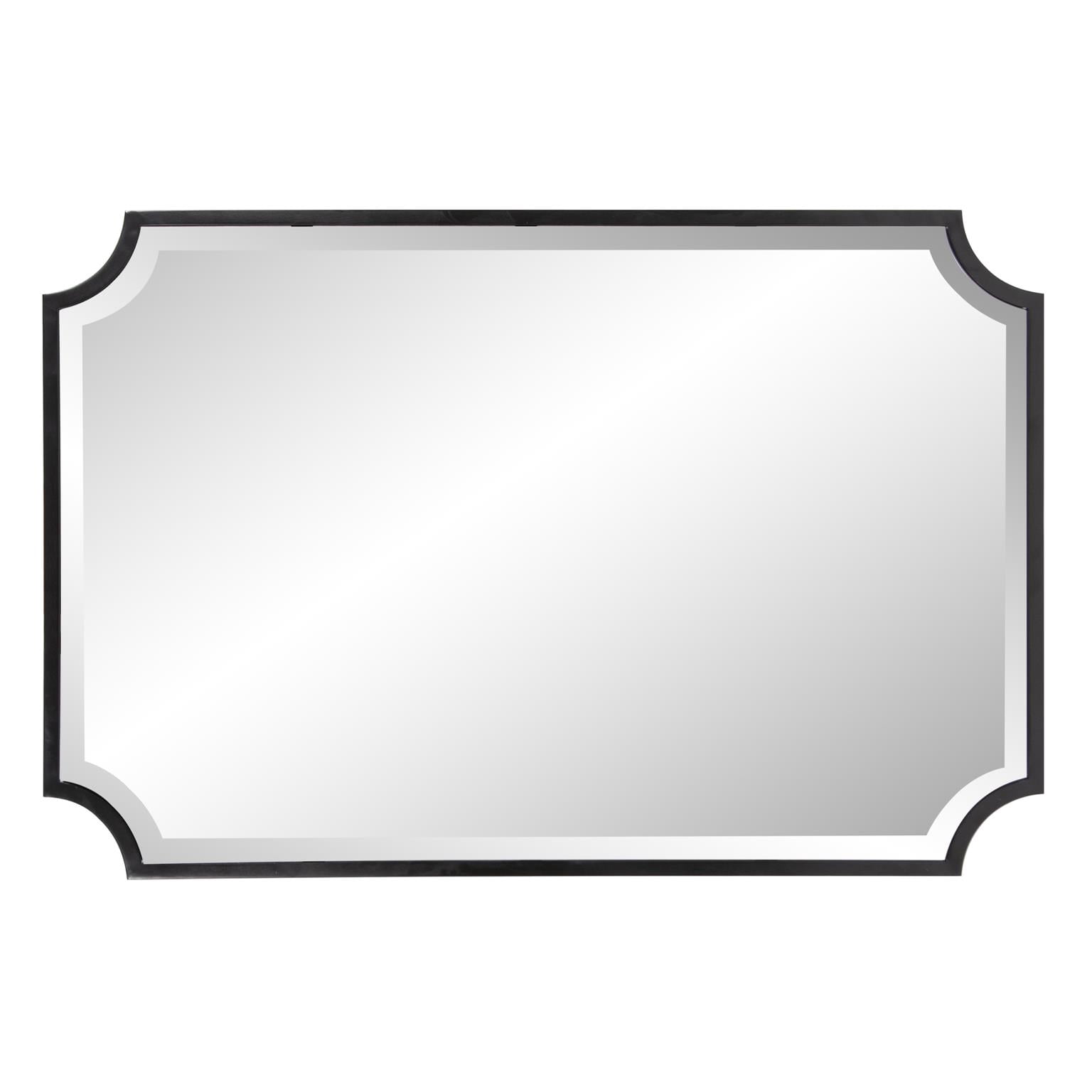 Tyler Dillon Black Rectangular Wall Mirror with Scooped Stainless Steel Frame - 24"W x 36"H