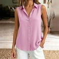 thumbnail image 2 of GZWYHT Women's Sleeveless Button Down Shirts Wrinkle Free Solid Business Casual Blouses for Women Office Work Tops Button Up Office Clothes Pink XL, 2 of 5