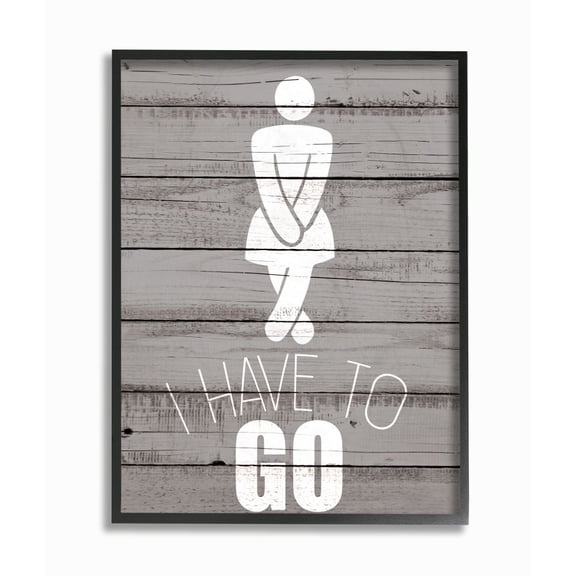 Stupell Industries Womans Room I Have To Go Funny Wood Texture Bath Word Design Graphic Art Black Framed Art Print Wall Art, 24x30, by Kim Allen