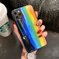 thumbnail image 1 of Compatible with iPhone Case,Bling Glitter Rainbow Pattern Hard PC Back Stripe Girls Woman Frosted Soft TPU Bumper Silicone Case for iPhone 11Pro (Black), 1 of 7