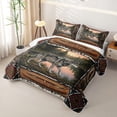 thumbnail image 3 of Manfei Sunset Lake Quilt King,Rustic Wolf King Coverlet Set,Brown,3pcs, 3 of 7