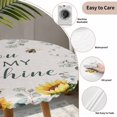 thumbnail image 3 of Round Fitted Tablecloth,Farm Sunflower Eucalyptus Leaf Circle Table Cover Waterproof Table Cloth with Elastic Edge,Country Gradient Botanical Outdoor Tablecloths for Kitchen Picnic 55-60in, 3 of 9