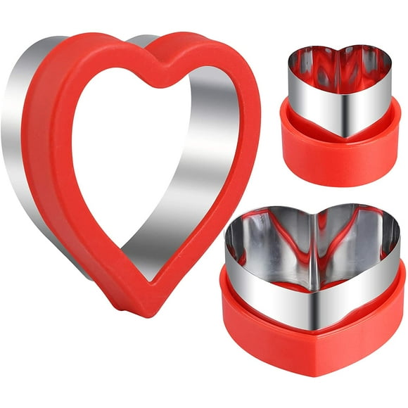 Heart Shape Cookie Cutters Stainless Steel Baking Vegetable Biscuit Fondant Molds 3 Piece