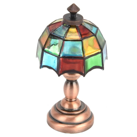 Rdeghly Dollhouse Desk Lamp,Dollhouse Table Lamp,1:12 Dollhouse Wireless LED Desk Lamp Miniature Table Lamp With Colorful Lampshade