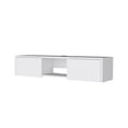 thumbnail image 2 of LiviNest Floating TV Stand for Small Spaces: Wall Mount Unit Saves 4 Sq Ft Floor Space - 2 Door Hidden Storage & Open Shelf for 40-49 Inch TVs - Modern White Entertainment Center for Apartments, 2 of 6