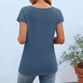 thumbnail image 6 of Htigea Women's Crewneck Henley Shirts Summer Short Sleeves Solid Color Casual Everyday Versatile Tops Navy M, 6 of 9