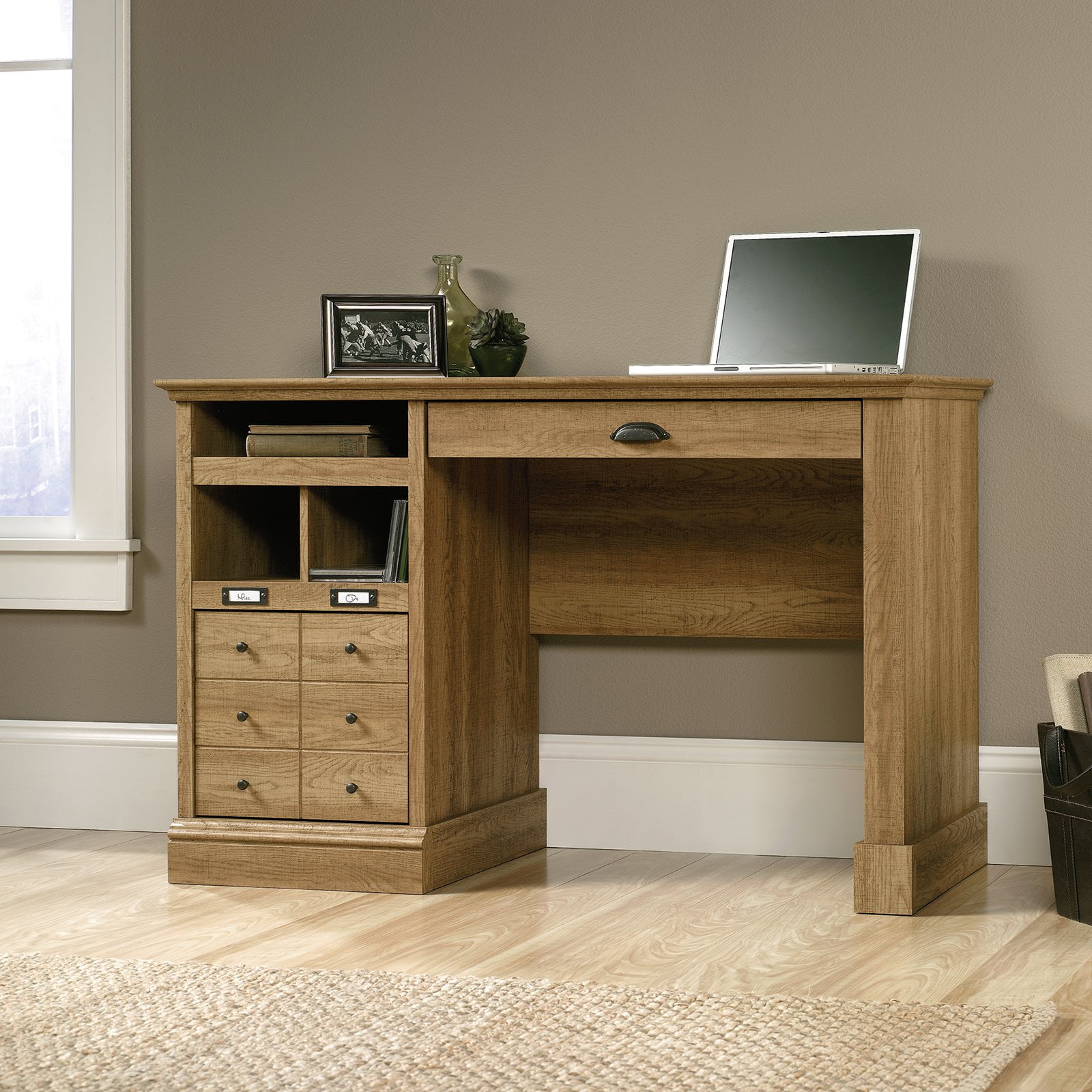 Sauder Barrister Lane 1 Drawer Desk Scribed Oak Com
