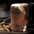 thumbnail image 5 of 1PCS Viking Wood Style Beer Mug Simulation Wooden Barrel Beer Cup Double Wall Drinking, 5 of 5