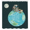 thumbnail image 3 of Ambesonne Astronaut Shower Curtain, Spaceman Asking for Help, 69"Wx84"L, Multicolor, 3 of 3