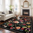 thumbnail image 3 of Watercolor Flowers Area Rug 8x10 Washable Rug Non Slip Farmhouse Floral Vintage Black Large Area Rug Soft Stainresistant Indoor Floor Carpet for Living Room Bedroom Home Office Dining Room Nursery, 3 of 8