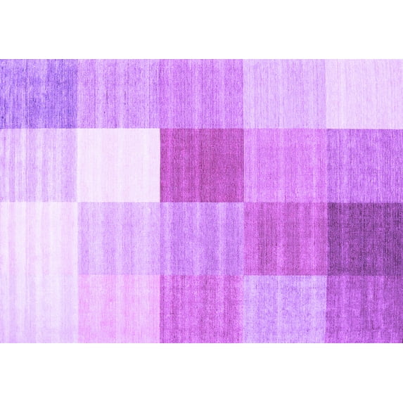 Ahgly Company Indoor Rectangle Checkered Purple Modern Area Rugs, 5' x 7'