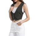 thumbnail image 4 of CHALECO CORTO SIN MANGAS DE DENIM CON BOTONES PARA MUJER INSPIRADO EN CHIC COLOR GRIS OSCURO, 4 of 6