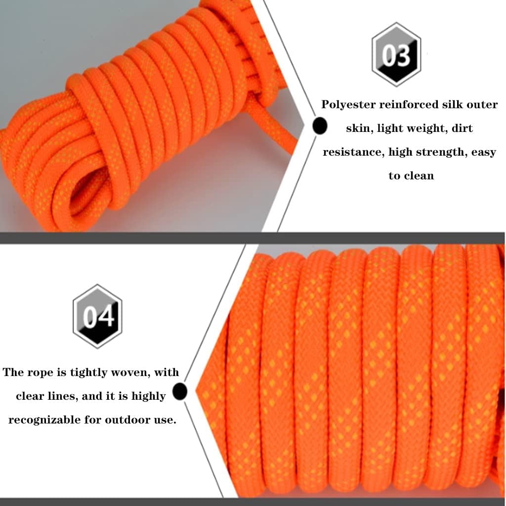 RKXQT 10~200m Accessory Cord Equipment 18mm Multifunctional Cord Safety Rope， Escape Rope Ice Climbing Equipment Fire Rescue Rope (Color : Orange, Size : 18mm x 200m)