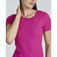 thumbnail image 3 of Real Essentials 4 Pack: Women's Ribbed Knit Short Sleeve Crew Neck T-Shirt (Available in Plus), 3 of 6