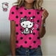 thumbnail image 3 of Camiseta con estampado de dibujos animados de Hello Kitty para mujer, camisetas con gráficos kawaii, camisetas casuales de manga corta a color para mujer, camisetas Harajuku con cuello redondo, 3 of 5