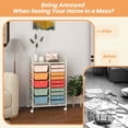 thumbnail image 4 of 15 Drawer Rolling Storage Cart, Drawer Organizer with Wheels, Scrapbook Paper Office School Organizer,Deep Multicolor, 4 of 7
