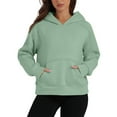 thumbnail image 2 of Xcmzpl Women's Hoodies Basic Solid Color Hooded Sweatshirt Trendy Pullover Tops Comfort Long Sleeve Shirts Fall Clothes, 2 of 9