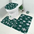 thumbnail image 2 of Green Christmas Snowflake Pattern Bathroom Rugs Sets 3 Piece,Toilet Cover Set,Absorbent Non Slip Bathroom Mats Sets with U-Shaped Contour Rug Toilet Rug Set, 2 of 5