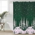 thumbnail image 5 of Christmas Snowflake Shower Curtain, 48" x 72", Elk Pine Trees Winter Deep Green Waterproof Bathroom Curtain Washable Shower Curtain Set with 12 Hooks, 5 of 6