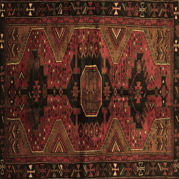 Ahgly Company Indoor Square Persian Brown Traditional Area Rugs, 7' Square