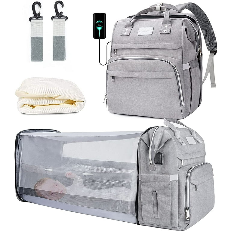 Gray Designer Diaper Bags Baby Diaper Bag Backpack with Wipe Dispenser -  The Cutest Diaper Bags for Baby Girl Large Diaper Bag for All Baby Things  Boy