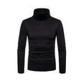 thumbnail image 1 of Fiomva Men's Solid Knitted Turtleneck Bottom Shirt Slim Fit Sweatshirt, 1 of 6