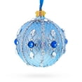 thumbnail image 2 of Luxurious Blue and Silver Jeweled Glass Ball Ornament 3.25 Inches, 2 of 5