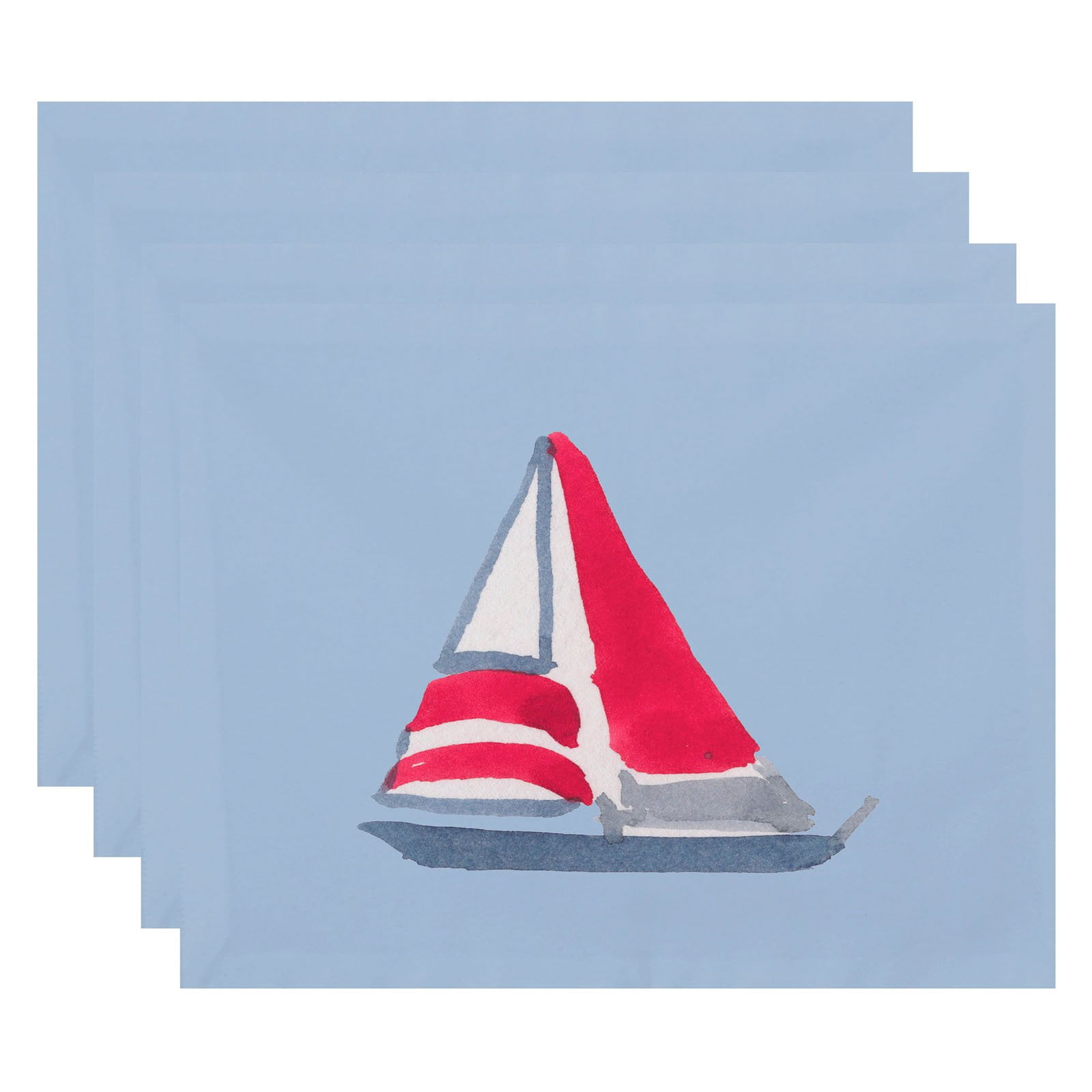 Simply Daisy, 18 x 14 Inch, Sail Away, Geometric Print Placemat (Set of 4), Blue