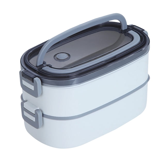 Lunch Box Container With Handle And Built In Cutlery Compartment Microwave Safe Food Storage 21.5 cm x 12 cm x 12 cm