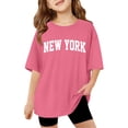thumbnail image 3 of Girls Tshirts Kids Fun Graphic Short Sleeve Crewneck Loose Summer Tee Top Girls' Tops Hot Pink 3-4 Years, 3 of 7