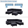 thumbnail image 7 of Sectional Sofa with Storage Ottoman and Reversible Chaise Lounge, L-Shaped Tufted Cushion Corner Sofa with 2 Cup Holders 3 Piece Velvet Sectional Sleeper Sofa Modern Couch Set for Living Room, Black, 7 of 7