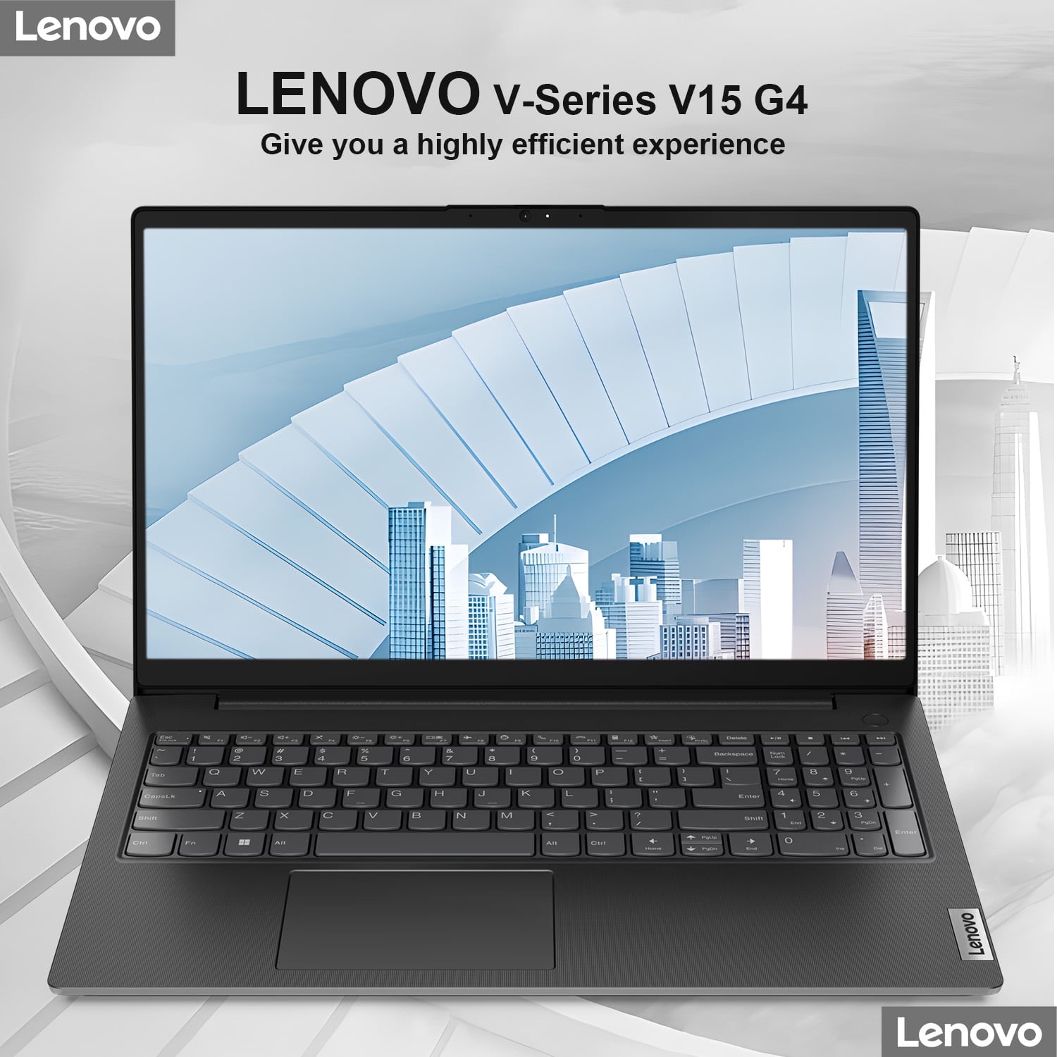 Lenovo V-Series V15 Business Laptop, 15.6" FHD Display, AMD Ryzen 7 7730U, 8GB RAM, 512GB SSD, Numeric Keypad, HDMI, RJ45, Webcam, Wi-Fi, Windows 11 Pro, Black