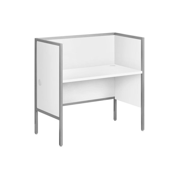 Monarch Specialties Bureau A Cloison, 48"l, Bureau, Travail, Qualité Commerciale, Stratifié Blanc, Métal Argenté, Contemporain, Moderne