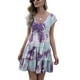 thumbnail image 1 of Vestido De Manga Corta Con Capas, Suave Y Elegante Vestido Teñido Anudado Dobladillo Suelto Para Ir De Compras Para La Fiesta De Vacaciones ANGGREK Púrpura XL, 1 of 8