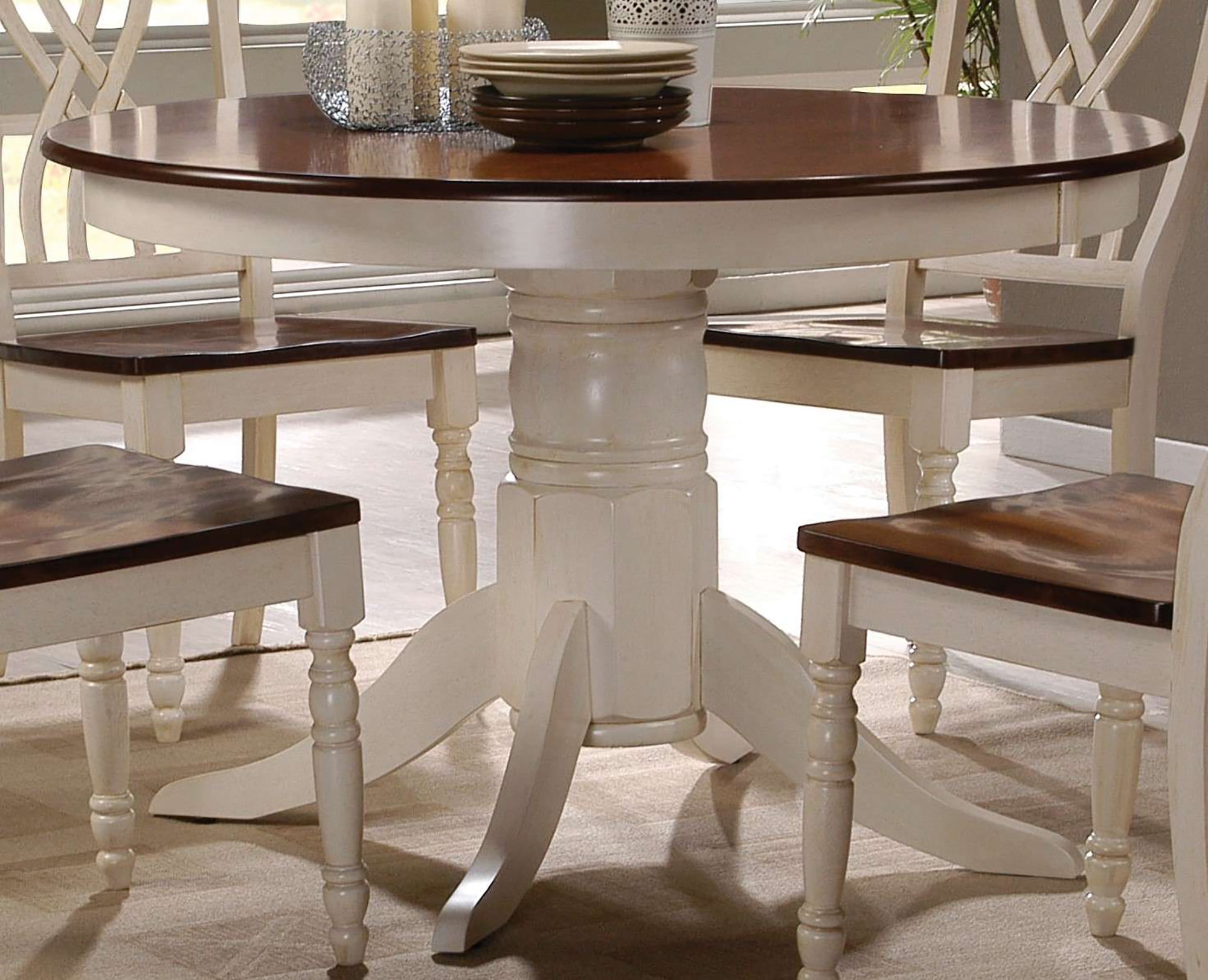 Rustic Oak Round Bar Height Pedestal Dining Table