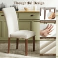 thumbnail image 6 of EOP Modern Upholstered Dining Chairs Set of 2, Tufted Parsons Dining Room Chair with Nailhead Trim, Armless Kitchen Side Chair with Wood Legs, Beige, 6 of 10